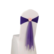 Lavender Pre-Tied Spandex Chair Sash with Flower