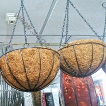 16IN & 20IN BLACK HANGING WALL PLANTERS WITH COCO LINER