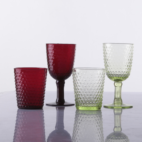 Verres à eau colorés par gobelet perlé en verre de boule haute de tasse en verre fait à la main