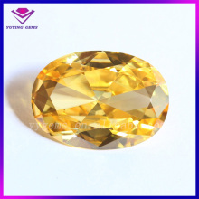 Machine Cut Best Quality Oval Shape Zirconia Yellow CZ Gemstone Beads