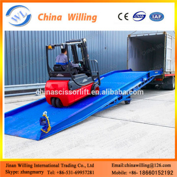 Mobile hydraulic portable folding car yard ramp