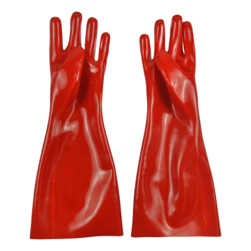 Red PVC coated gloves cotton linning 18''