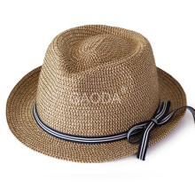 Ladies paper fedora hats wholesale straw hat China