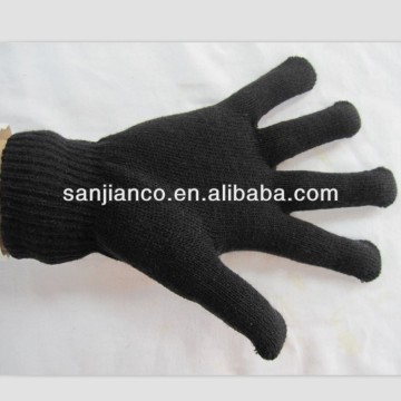 black cotton knitted gloves