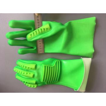 蛍光緑色の綿100％の綿糸TPR手袋