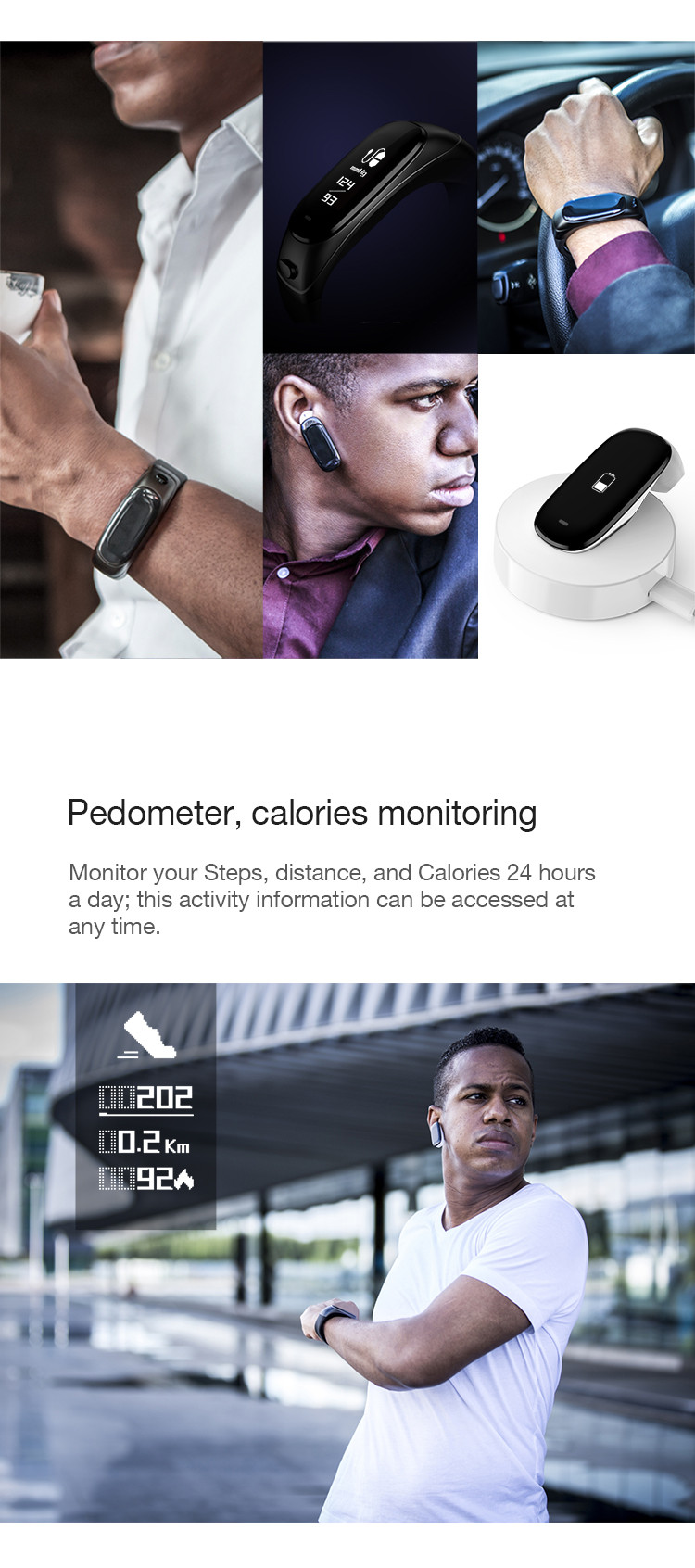 high-tech call mute / refuse heart rate blood pressure Ear Band V08 smart bracelet
