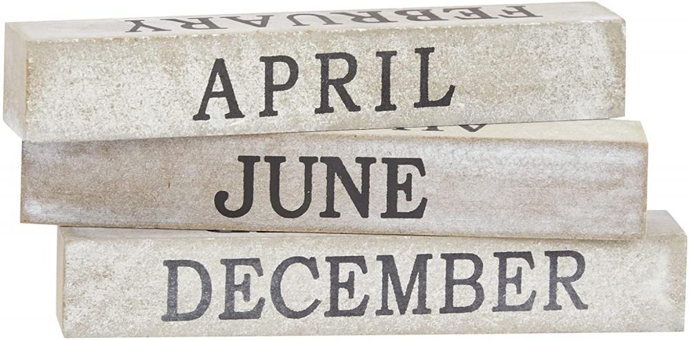 Blocs de calendrier de bureau de date perpétuelle en bois