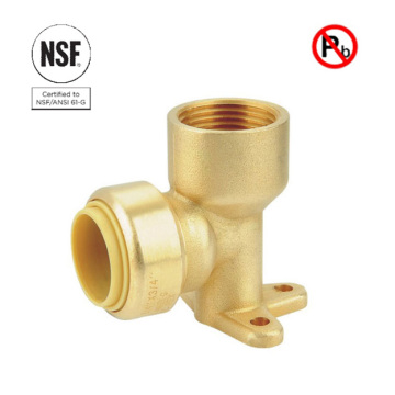 NSF Lead Free Brass Push Fit Fnpt Wallplate Elbow Coupling