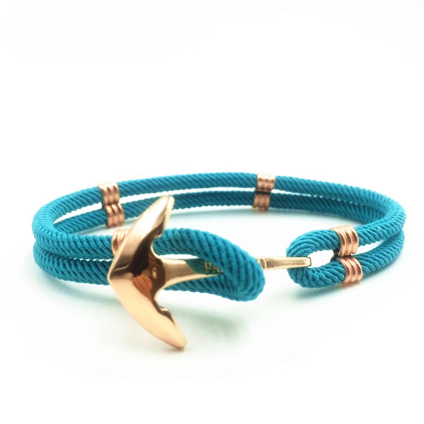 Stainless Steel Anchor Cotton Nylon Cord Bracelet