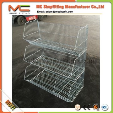 Supermarket promotion folding stacking basket, folding basket
