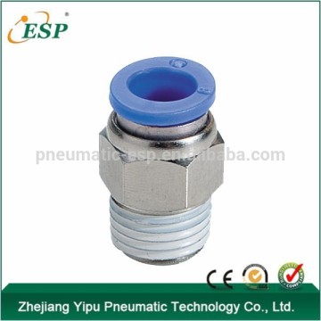 Pneumatic Tube Fittings Straight male thread full copper nickel push pneumatic fittings PC series