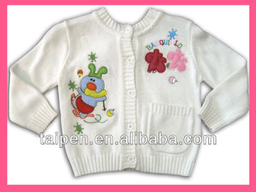 Stylish Pure White Girls Sweater New Fashion Girls Cardigan With Embroidery Design