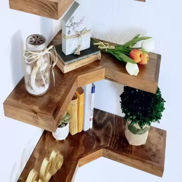 Wholesale Deep Rustic Wooden Corner Shelves