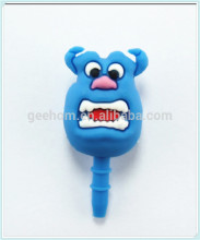 3d soft pvc animal anti dust plug for cellphone 3.5mm diameter