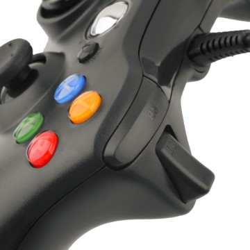 Pengontrol Berkabel Microsoft Xbox 360 Hitam dan Putih