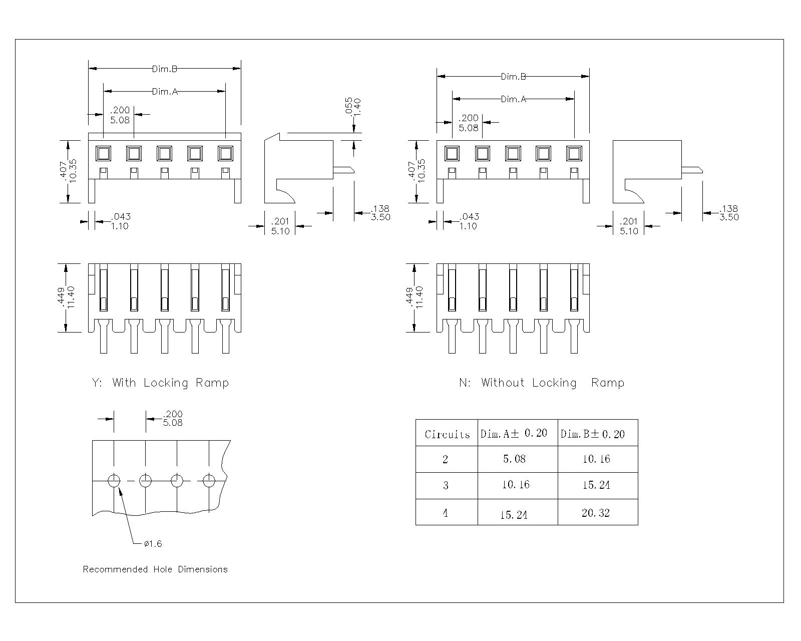 AW5084S-xP-X-N 5.08 MM 180°Negative Wafer Connector Series