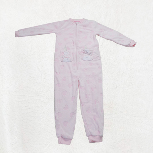 Pink children's all-in-one pajamas