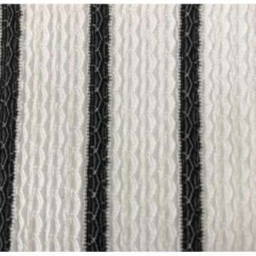 Black and white striped crepe fabric