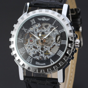 fashion ruby watch with skeleton design wholesale leather band watch