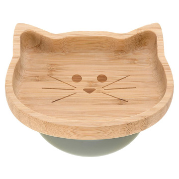 Silicone Childrens Eco Cat Bamboo Suction Plate
