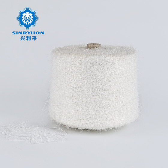 Factory direct sales 6.2NM 90%Nylon10%polyester white special feather Yarn for knitting glove