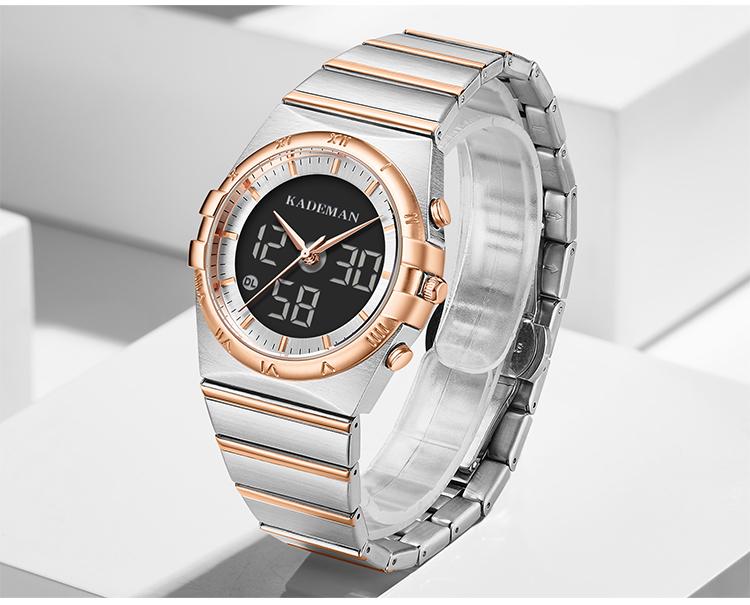 Kademan 9079 Cool Men Digital Wristwatch Waterproof Chrno Luminous Steel LED Electronic Watches