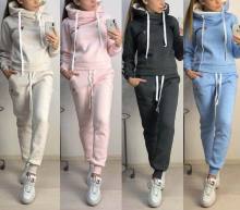 Womens Knit Fleece Hoodie and Jogger Sets for Autumn Winter Sports
