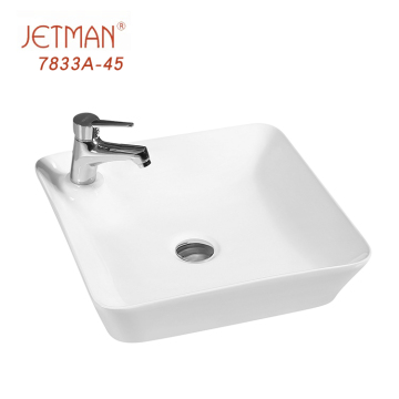 Small Rectangular White Countertop Hand Washing Basin