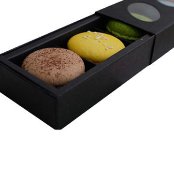 2014 macaron box, manufactory china, made of cardboard, art paper, PET windows custom size and logo