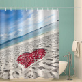 Zee strand met Rose Love Heart waterdichte douchegordijn Oceaan romantische badkamer Decor