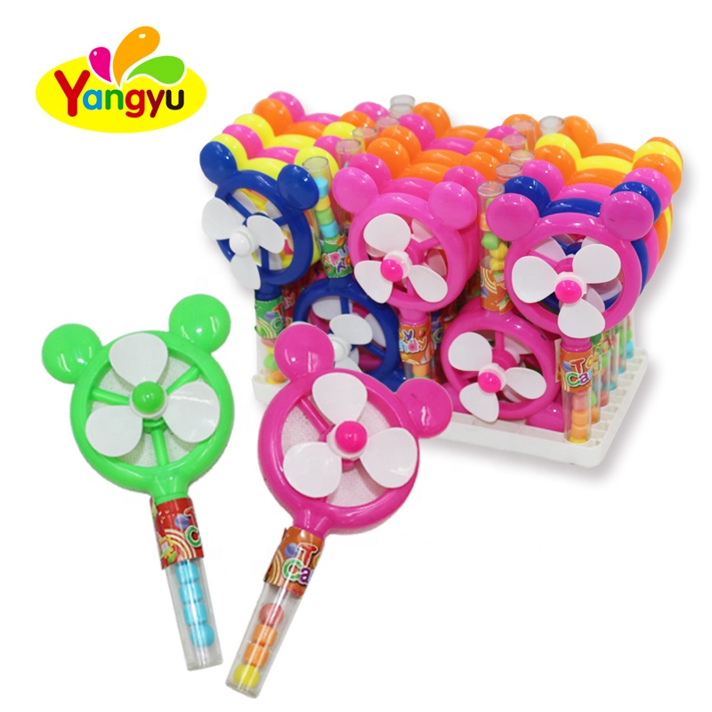 Plastic Kids Cute Round Fan Toy with Candy