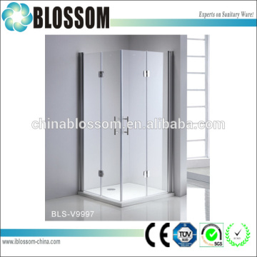 High level corner square frameless bi-fold hinge shower door