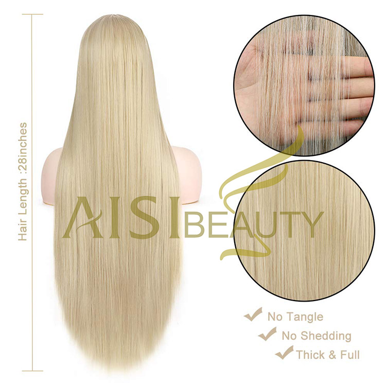 Aisi Beauty Wholesale Vendor Cheap Long Silky Straight Blonde Wig Swiss Lace Synthetic Hair For Black Women Lace Front Wig