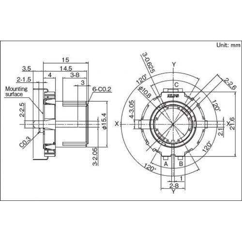 9 импульс менен көңдөй вал Encoder