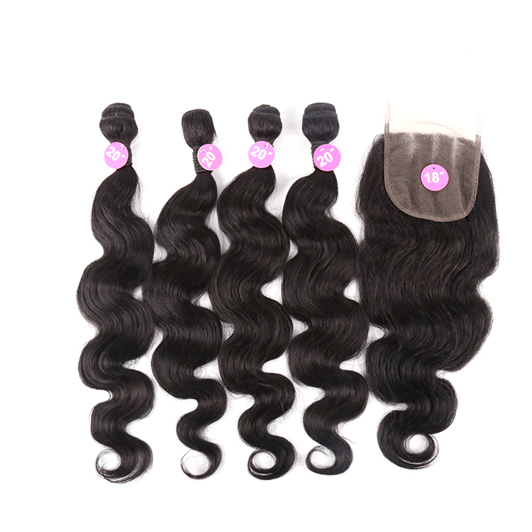 Premium Fiber Mixed 18 Inch 4x4 Lace Closure 20 Inch Braiding Hair Weave Body Wave