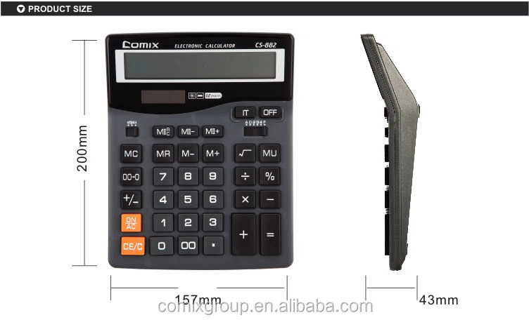 Comix Super Quality Dual Power 12 Digits Desktop Large Display Calculator