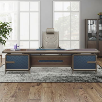 Modern Luxury Wood Finish Executive Desk