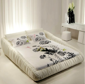 Modern style white king size leather bed