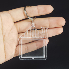 36x30mm House Shaped Acrylic Plastic Photo Key Ring