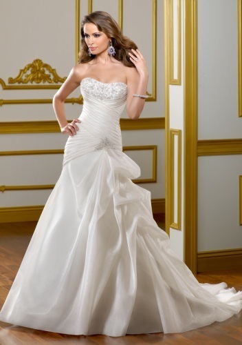 George Bride Simple Strapless Satin Wedding Dress 