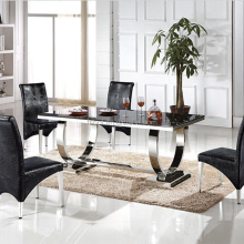 Extendable Black Glass Top Metal Base Dining Table GD017 - New Fashion Model