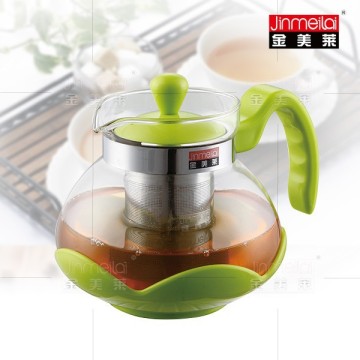 unique shape plastic glass teapot ,colorful glass teapot ,kettle with infuser