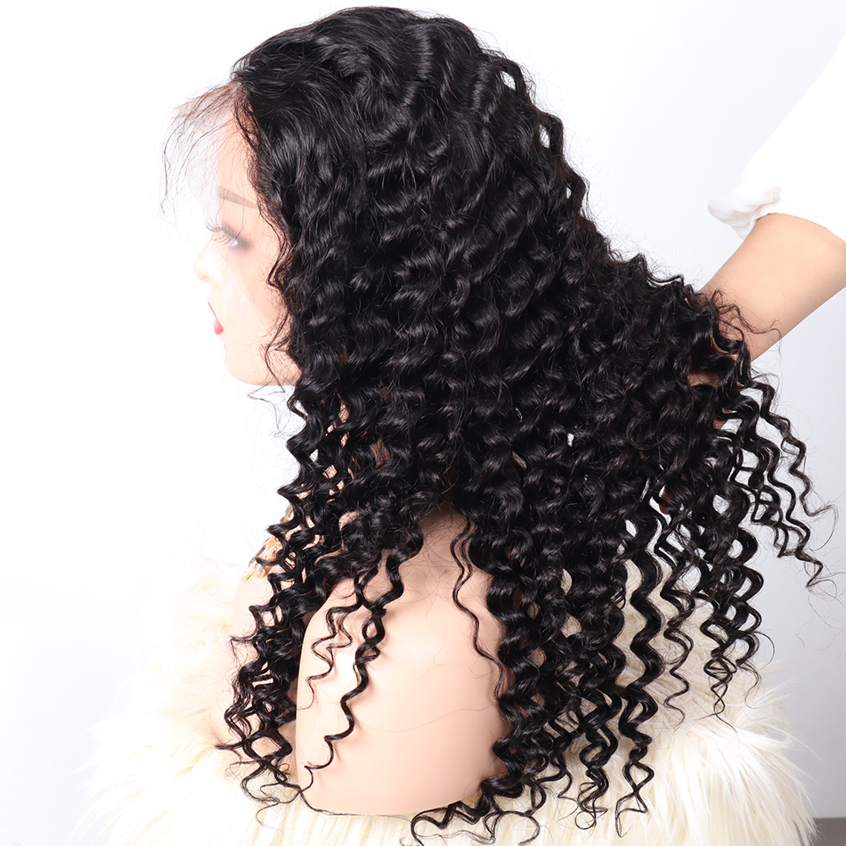 Wholesale Raw Human Hair Vendor Natural Black Lace wigs For Black Women 100% human hair lace frontal deep wave wig