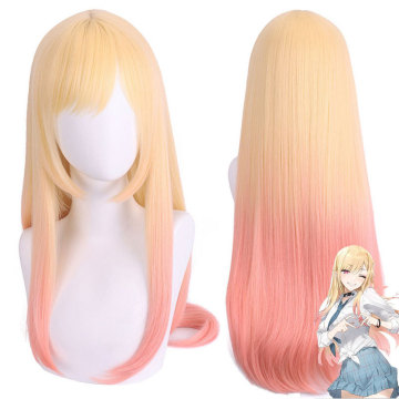 85cm Long Straight Yellow Pink Anime My Dress-Up Darling Kitagawa Marin Cosplay Wigs for Women