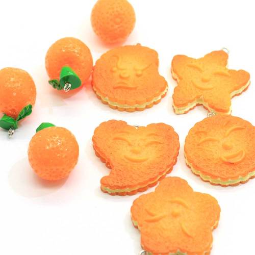 100 stks / partij 19 * 23 MM Zoete Fruit Oranje Charms Hars Oranje Hangers Ornamenten Voor Sleutelhanger Oorbel Ketting Sieraden Maken DIY