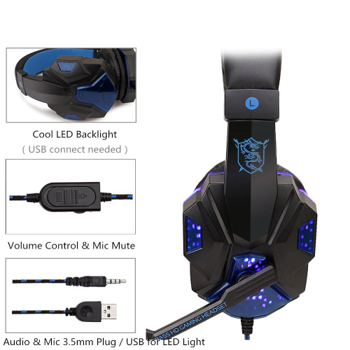 Rauschunterdrückendes Gaming-Headset Surround-Sound-Gaming-Kopfhörer für Laptop und Desktop