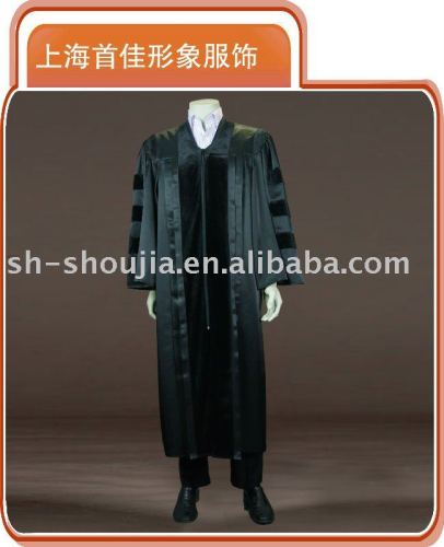 black with velvet graduation gown
