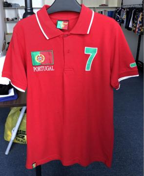 Portugal Flag Patched Men's Short Sleeve Polo Shirts