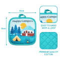 Happy Camper Oven Mitts and Pot Holders Sets, Heat Resistant Camping Pot Holder, Camping Kitchen Set 4pcs