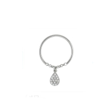 HYH Simple 925 Sterling Silver White CZ Stone Charm Chain Rings